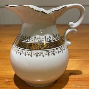 Vintage Andre Richard white w Gold design porcelain mini water pitcher